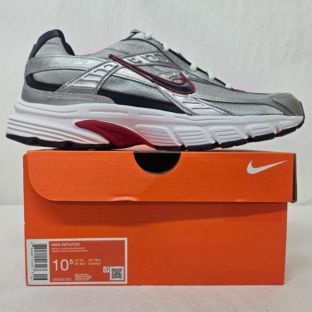 Nike Initiator Running Shoes 394055-001 Metallic Silver Black Red Mens Size 10.5